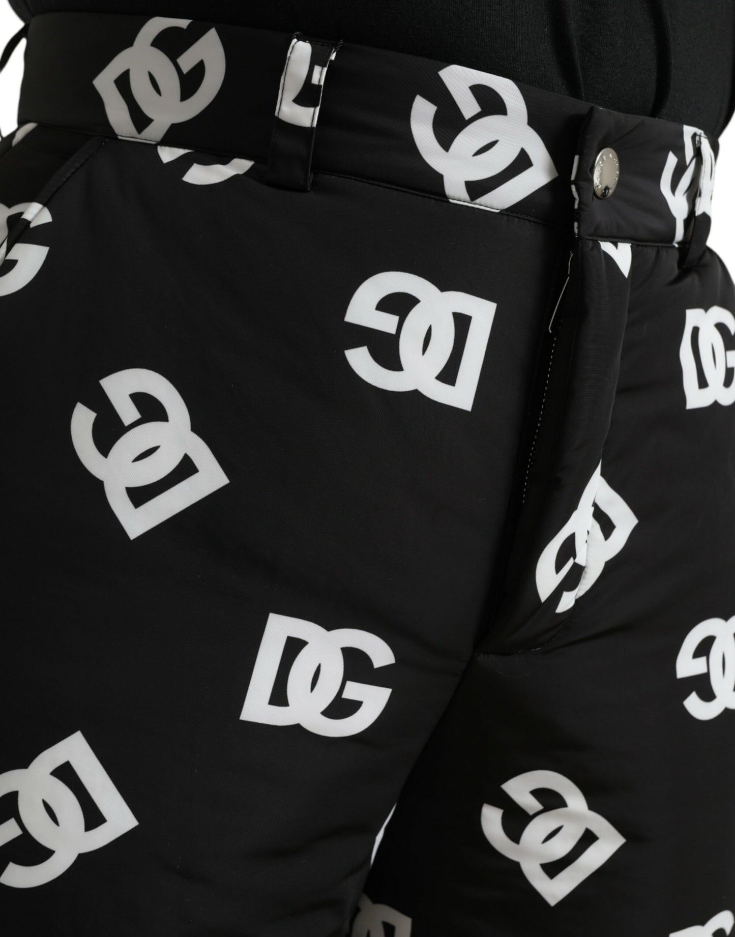 Dolce & Gabbana Black Logo DG Print Wide Leg Pants