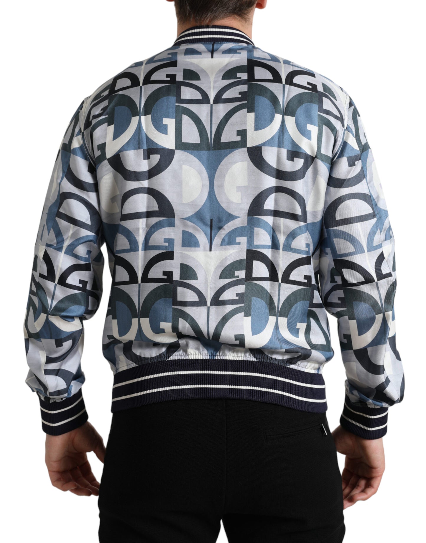 Dolce & Gabbana Multicolor Logo Print Bomber Blouson Jacket