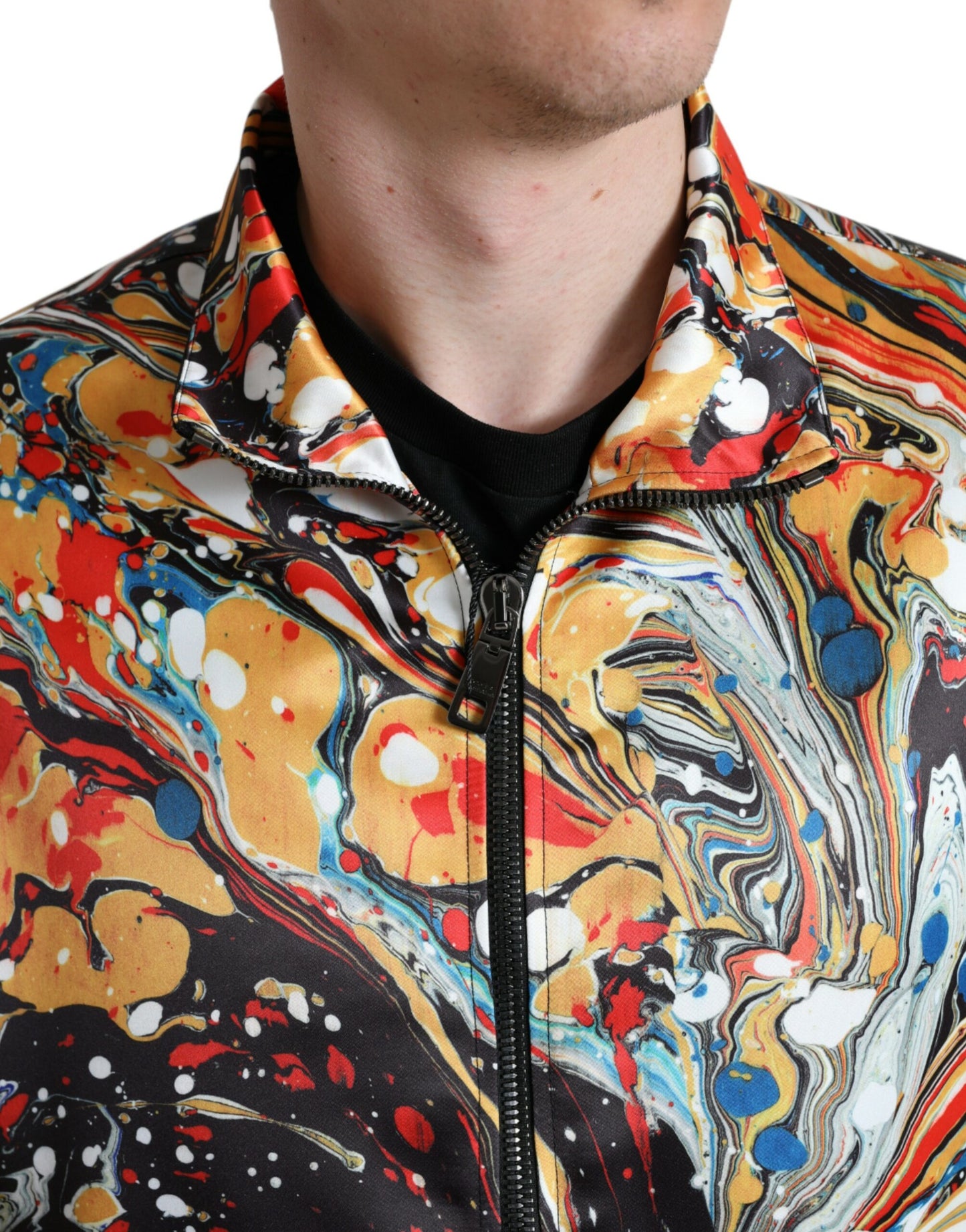 Dolce & Gabbana Multicolor Abstract Bomber Jacket