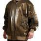 Dolce & Gabbana Bronze Nylon Full Zip Men Bomber Jacket