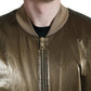 Dolce & Gabbana Bronze Nylon Full Zip Men Bomber Jacket