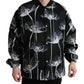 Dolce & Gabbana Black Floral Print Wool Button Down Bomber Jacket