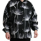 Dolce & Gabbana Black Floral Print Wool Button Down Bomber Jacket