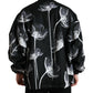 Dolce & Gabbana Black Floral Print Wool Button Down Bomber Jacket