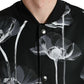 Dolce & Gabbana Black Floral Print Wool Button Down Bomber Jacket