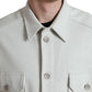 Dolce & Gabbana Grey Cotton Button Down Collared Coat Jacket