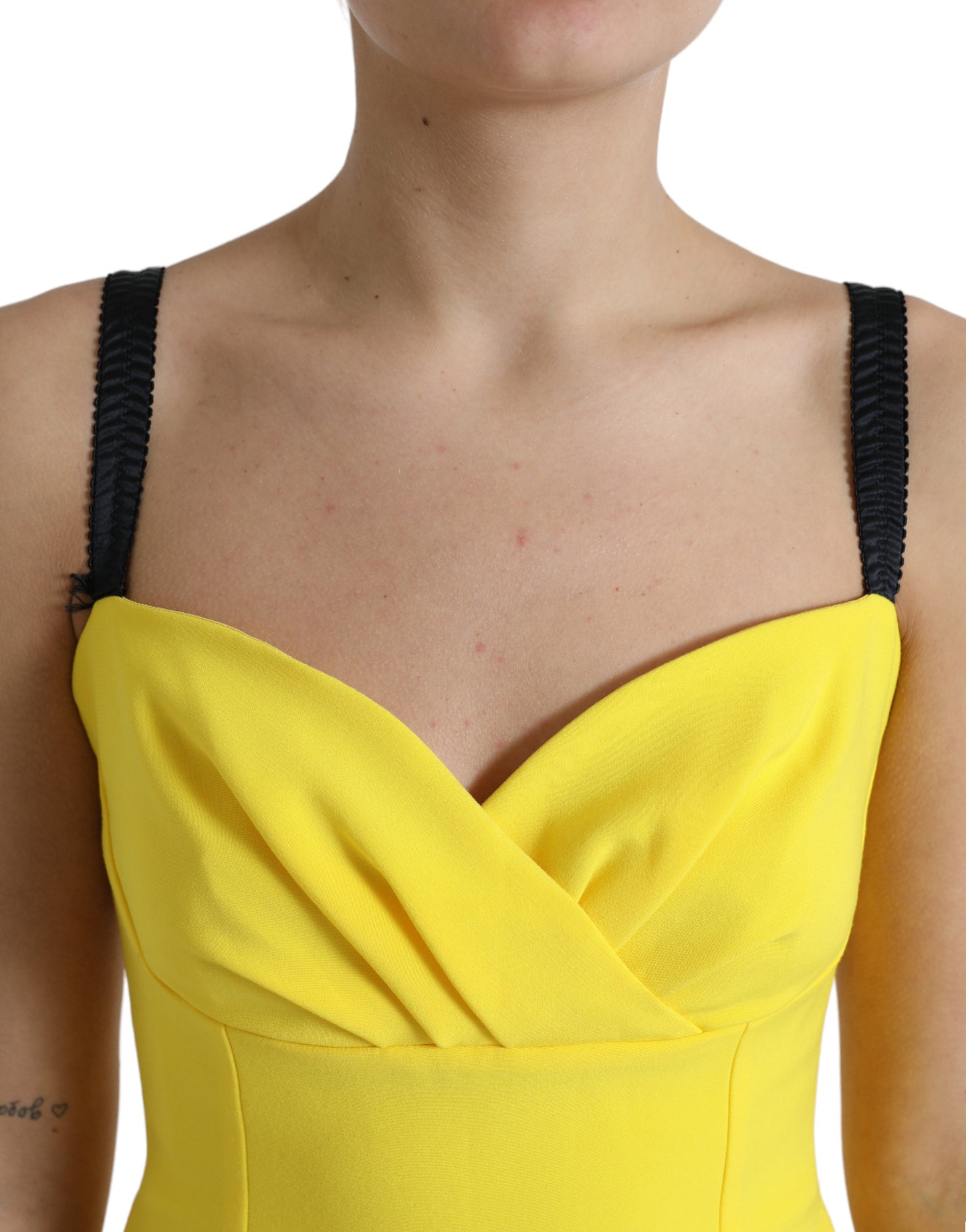 Dolce & Gabbana Yellow Sleeveless Bodycon Midi Dress