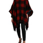 Dolce & Gabbana Black Red Buffalo Check Hooded Poncho Jacket