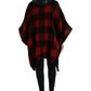 Dolce & Gabbana Black Red Buffalo Check Hooded Poncho Jacket