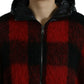 Dolce & Gabbana Black Red Buffalo Check Hooded Poncho Jacket