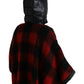 Dolce & Gabbana Black Red Buffalo Check Hooded Poncho Jacket