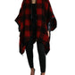 Dolce & Gabbana Black Red Buffalo Check Hooded Poncho Jacket