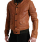 Dolce & Gabbana Brown Lambskin Leather Perforated Jacket