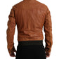 Dolce & Gabbana Brown Lambskin Leather Perforated Jacket