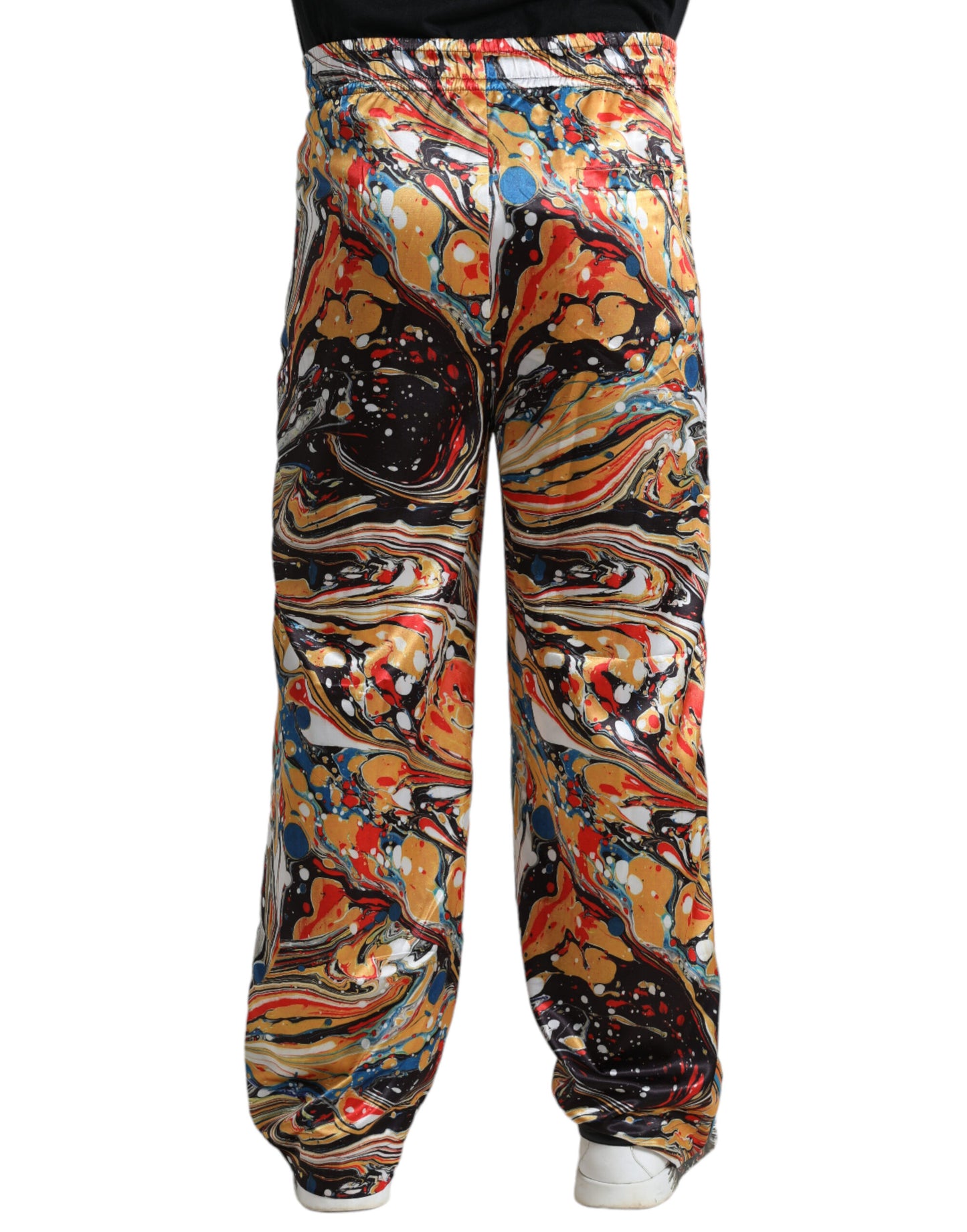 Dolce & Gabbana Multicolor Marble Print Satin Pants