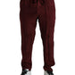 Dolce & Gabbana Maroon Crown Pattern Silk Pajama Pants