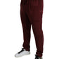 Dolce & Gabbana Maroon Crown Pattern Silk Pajama Pants