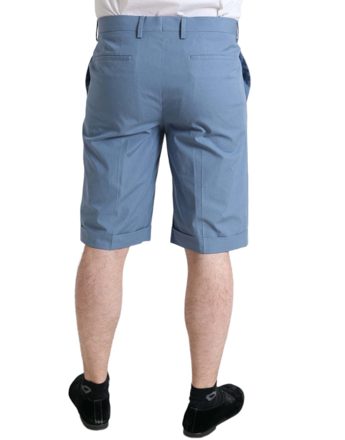 Dolce & Gabbana Sky Blue Cotton Folded Hem Men Bermuda Shorts