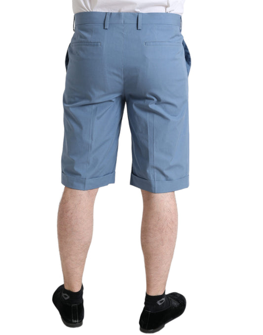 Dolce & Gabbana Sky Blue Cotton Folded Hem Men Bermuda Shorts