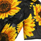 Dolce & Gabbana Black Sunflower Print Nylon A-line Midi Dress