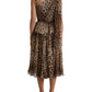 Dolce & Gabbana Brown Leopard Print Silk Ruffled Midi Dress