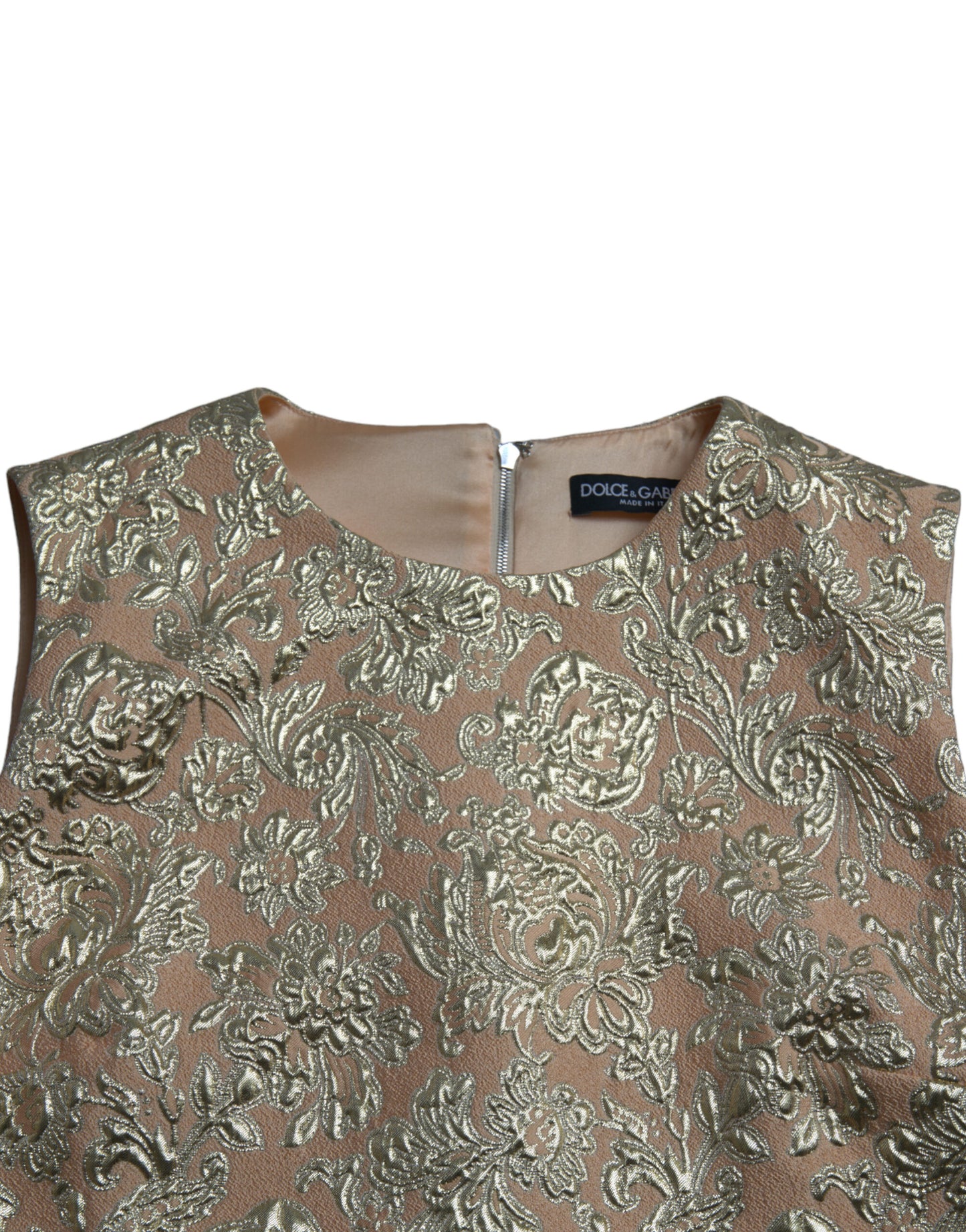 Dolce & Gabbana Elegant Beige Lurex Jacquard Dress