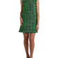 Dolce & Gabbana Green Houndstooth Sleeveless Aline Mini Dress