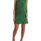 Dolce & Gabbana Green Houndstooth Sleeveless Aline Mini Dress