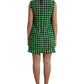 Dolce & Gabbana Green Houndstooth Sleeveless Aline Mini Dress