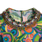 Dolce & Gabbana Multicolor Geometric Embellished Silk Dress