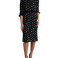 Dolce & Gabbana Black Polka Dot Ruffle Cotton Midi Dress