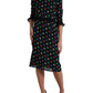 Dolce & Gabbana Black Polka Dot Ruffle Cotton Midi Dress