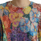 Dolce & Gabbana Multicolor Floral Sequined Shift Mini Dress