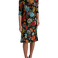 Dolce & Gabbana Black Floral Embroidery Knee Length Dress