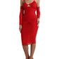 Dolce & Gabbana Red Stretch Cut Out Midi Dress