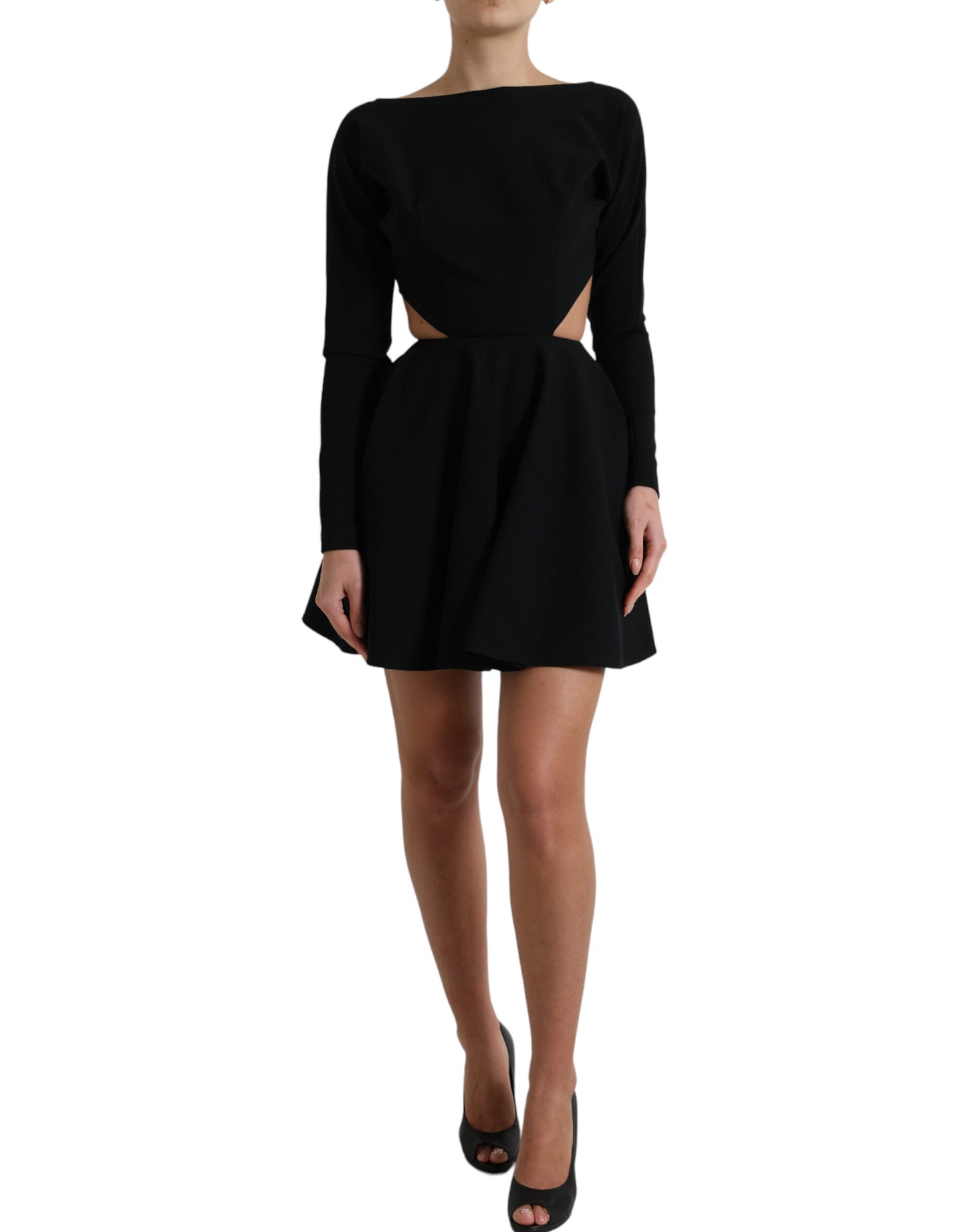 Dolce & Gabbana Elegant Black Cut Out A-Line Dress