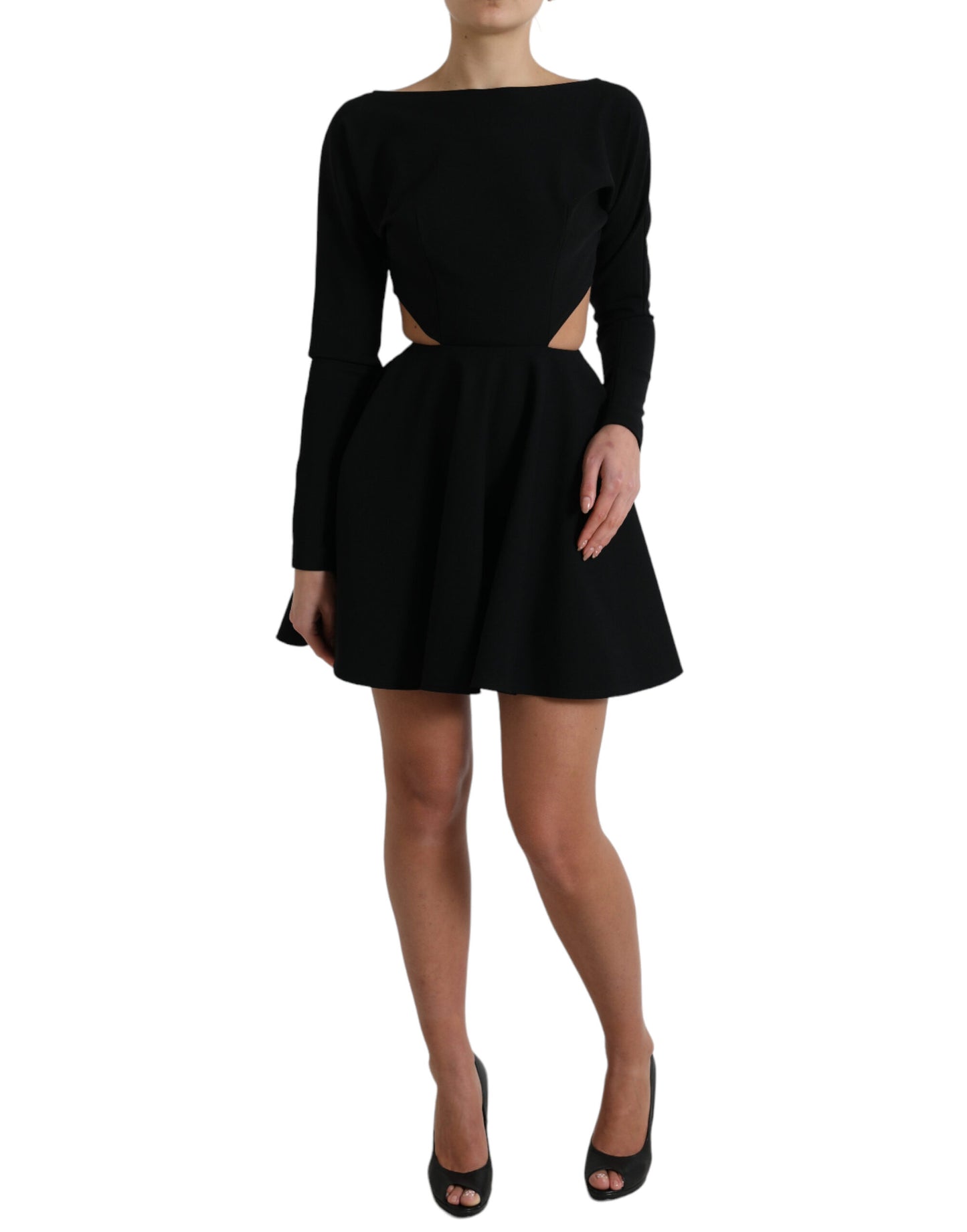 Dolce & Gabbana Elegant Black Cut Out A-Line Dress