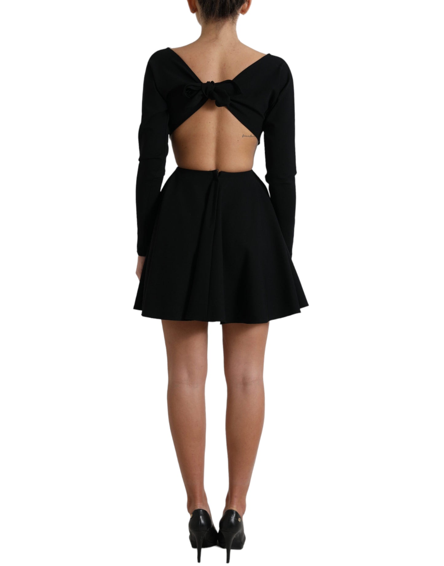 Dolce & Gabbana Elegant Black Cut Out A-Line Dress