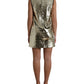 Dolce & Gabbana Silver Sequined Nylon Sheath Sleeveless Mini Dress