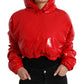 Dolce & Gabbana Shiny Red Hooded Cropped Short Coat Jacket