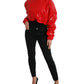 Dolce & Gabbana Shiny Red Hooded Cropped Short Coat Jacket