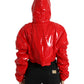 Dolce & Gabbana Shiny Red Hooded Cropped Short Coat Jacket