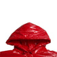 Dolce & Gabbana Shiny Red Hooded Cropped Short Coat Jacket