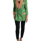 Dolce & Gabbana Green Floral Double Breasted Coat Jacket