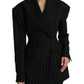 Dolce & Gabbana Black Striped Wool DoubleBreasted Coat Jacket