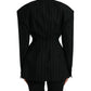 Dolce & Gabbana Black Striped Wool DoubleBreasted Coat Jacket