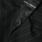 Dolce & Gabbana Black Striped Wool DoubleBreasted Coat Jacket