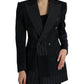 Dolce & Gabbana Black Striped Wool DoubleBreasted Coat Jacket