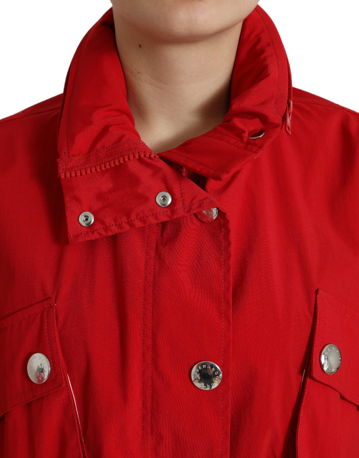 Dolce & Gabbana Red Hooded Rain Coat Jacket