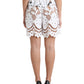 Dolce & Gabbana White Cotton Cutout High Waist Bermuda Shorts